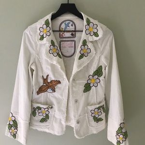 Johnny Was Anthro Embroidered Corduroy Jacket